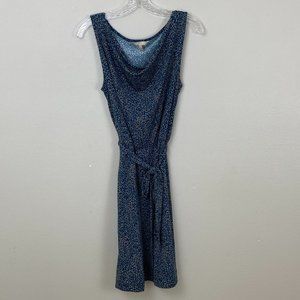 Banana Republic Teal Leopard Print Cowl Neck Belted Dress
